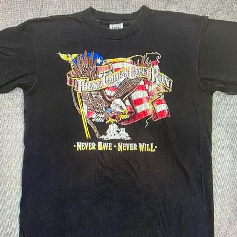 Bold Black Tee with Eagle and Flag Graphic